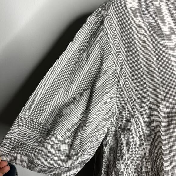 Lara Krude Women's Blouse Size XS Gray Check Stripe Cotton Artisan Lagenlook - Picture 5 of 12